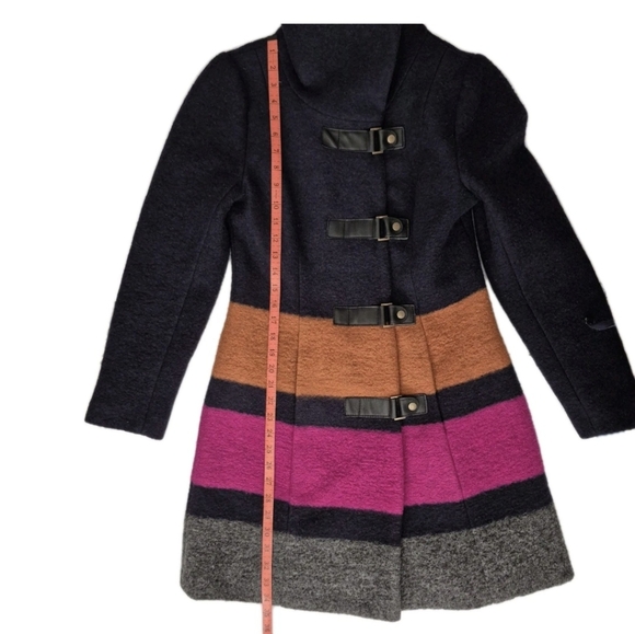 Plenty By Tracy Reese Dusken Wool Funnel Neck Coat Anthropologie Colorblock Sz M - Picture 12 of 16